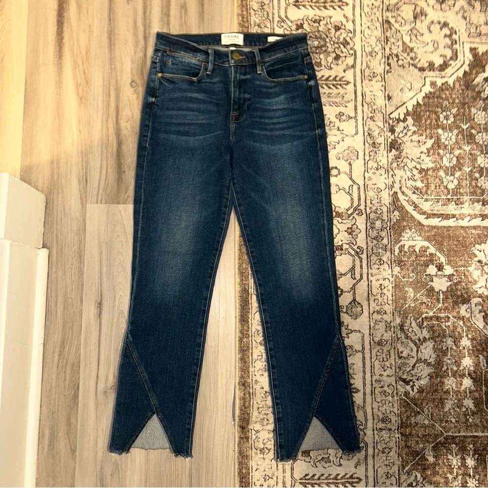 Frame Denim Dark Blue  straight cropped jeans